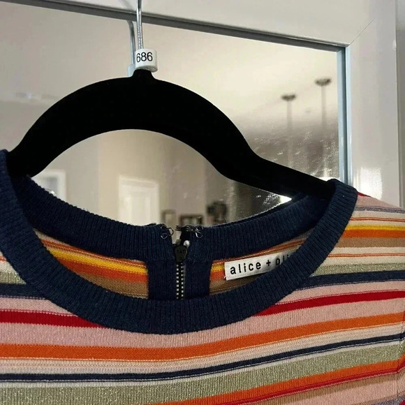 Alice + Oliva Striped Short Sleeve Dress Size XS Color Pink Blue - Picture 3 of 7